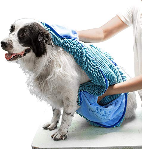 Tuff Pupper Large Dog Shammy Towel | Ultra Absorbent | Durable 35 x 15 Size for Dogs of All Breeds | Quick Drying Chenille Fabric | Designed for Indoor and Outdoor Use | Machine Washable