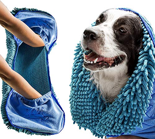 Tuff Pupper Large Dog Shammy Towel | Ultra Absorbent | Durable 35 x 15 Size for Dogs of All Breeds | Quick Drying Chenille Fabric | Designed for Indoor and Outdoor Use | Machine Washable