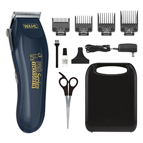WAHL Lithium Ion Deluxe Pro Series Rechargeable Pet Clipper Grooming Kit with Low Noise & Heavy Duty Motor for Cordless Electric Trimming & Shaving Dogs â Model 9591-2100