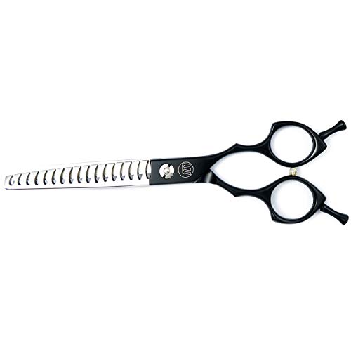 Moontay 6.5" Professional Pet Grooming Chunker Scissor, Dog Cat Grooming Shear/Scissor Thinning Shear with Double Finger Rests, 440C Japanese Stainless Steel Grooming Scissor, Black
