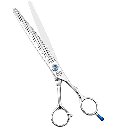 Moontay Professional Dog Grooming Straight, Curved, Thinning/Blending/Chunking Scissors Kit, JP-440C Stainless Steel Pet Cat Hair Cutting/Trimming Shears, Silver (8" (28-Serrated Tooth))
