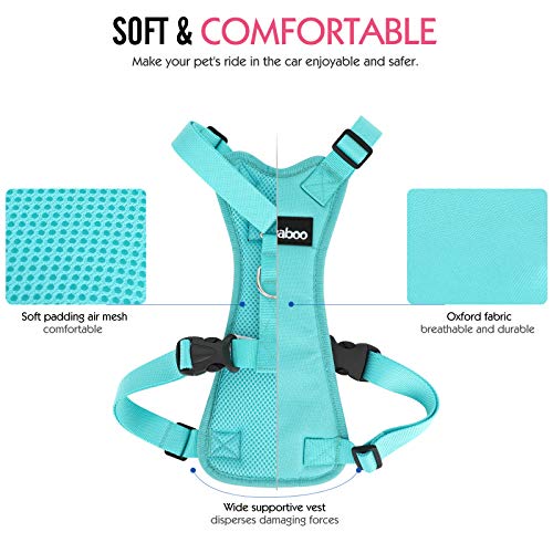Pawaboo Dog Safety Vest Harness, Pet Car Harness Vehicle Seat Belt with Adjustable Strap and Buckle Clip, Easy Control for Driving Traveling Safety for Small Medium Dogs Cats, Large, Blue