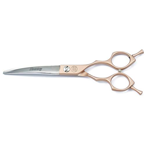 Moontay 6.5" Professional Curved Pet Grooming Scissor, Dog Cat Grooming Shear/Scissor Hair Cutting Shear with Double Finger Rests, 440C Japanese Stainless Steel Grooming Scissor, Gold