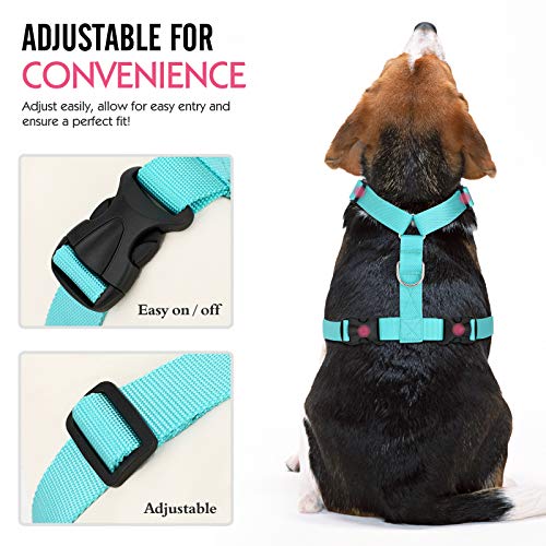 Pawaboo Dog Safety Vest Harness, Pet Car Harness Vehicle Seat Belt with Adjustable Strap and Buckle Clip, Easy Control for Driving Traveling Safety for Small Medium Dogs Cats, Large, Blue