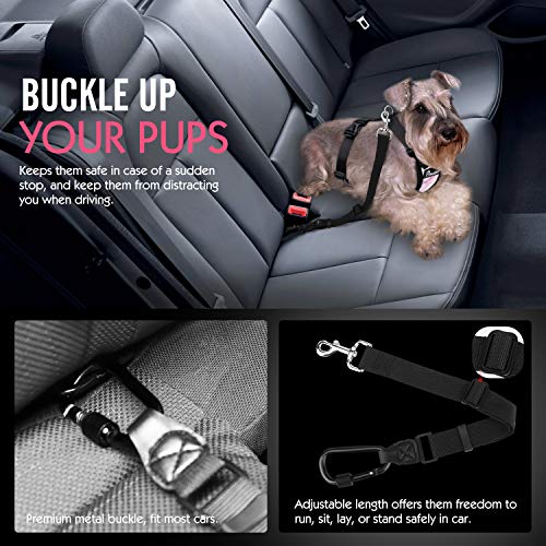 Pawaboo Dog Safety Vest Harness, Pet Car Harness Vehicle Seat Belt with Adjustable Strap and Carabiner, Easy Control for Driving Traveling Safety for Small Medium Dogs Cats, Extra Large, Purple Marble