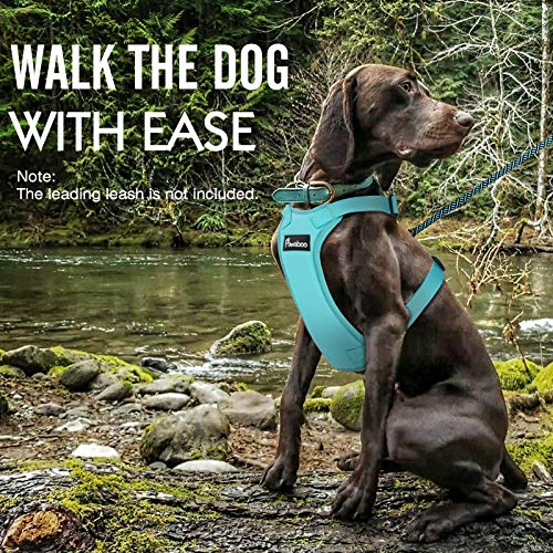 Pawaboo Dog Safety Vest Harness, Pet Car Harness Vehicle Seat Belt with Adjustable Strap and Buckle Clip, Easy Control for Driving Traveling Safety for Small Medium Dogs Cats, Large, Blue