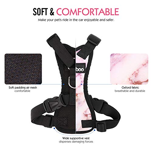 Pawaboo Dog Safety Vest Harness, Pet Car Harness Vehicle Seat Belt with Adjustable Strap and Carabiner, Easy Control for Driving Traveling Safety for Small Medium Dogs Cats, Extra Large, Purple Marble