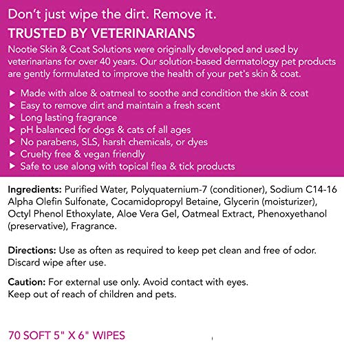 Nootie Waterless Shampoo Wipes For Dogs & Cats-Long Lasting Fragrances-Sold In Over 3000 Vet Clinics-Made In U.S.A. 70 Count