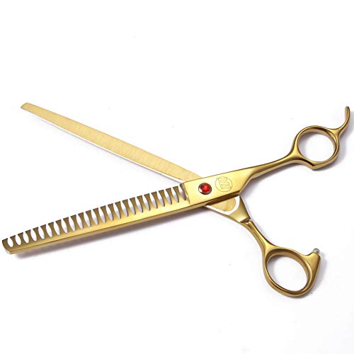 Moontay Professional Dog Grooming Scissors Set, 7 Inch/8 Inch Pet Grooming Scissors Chunkers Shears for Dog, Curved Dog Grooming Scissors, Thinning Shears for Dog with Grooming Comb