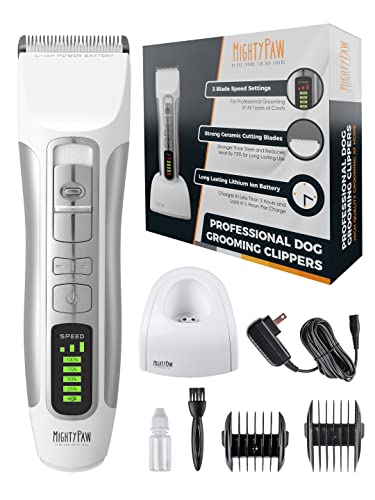 Mighty Paw Dog Nail Clippers | Pet Nail Trimmers & Nail File Set Includes a Built-in Safety Guard to Avoid Cutting Too Short. Stainless Steel Blade & Ergonomic Handle. Vet Recommended.