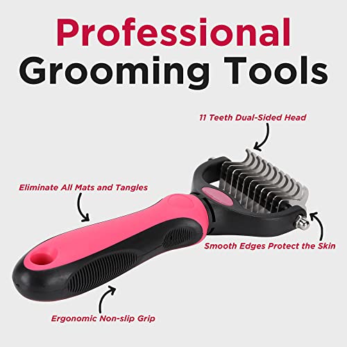 Nidawi Dog Brushes for Grooming Large Dogs Pet Dematting Comb Undercoat Rake Shedding Tool for Long Haired Dogs & Cats (Small, Red)