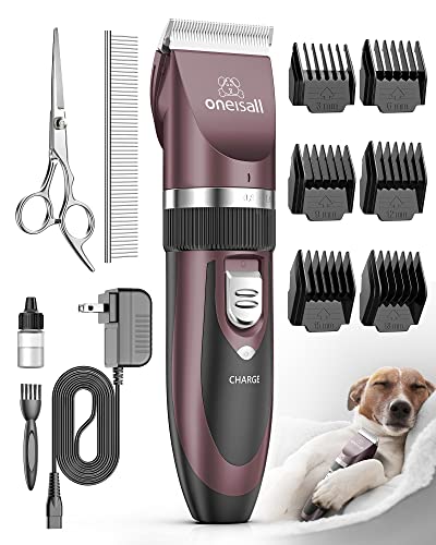 oneisall Dog Shaver Clippers Low Noise Rechargeable Cordless Electric Quiet Hair Clippers Set for Dogs Cats Pets