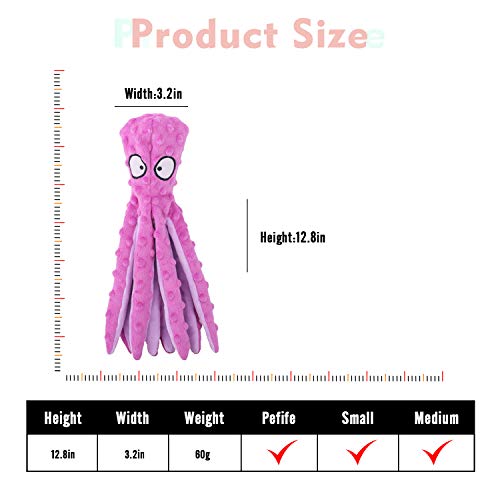 LUFFWELL Durable Dog Squeaky Toys, 2 Pack No Stuffing Plush Crinkle Toys, Animal Chew Toy Interactive with Squeaker for Small Medium Large Dogs, Octopus Design 12.5â