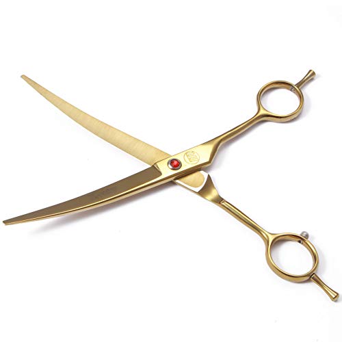 Moontay Professional Dog Grooming Scissors Set, 7 Inch/8 Inch Pet Grooming Scissors Chunkers Shears for Dog, Curved Dog Grooming Scissors, Thinning Shears for Dog with Grooming Comb