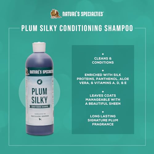 Nature's Specialties Puppy Friendly Conditioning Dog Shampoo for Pets, Concentrate 24:1, Made in USA, Plum Silky, 16oz