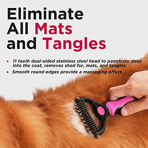 Nidawi Dog Brushes for Grooming Large Dogs Pet Dematting Comb Undercoat Rake Shedding Tool for Long Haired Dogs & Cats (Small, Red)