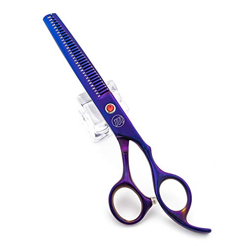 Moontay Professional 7.0" Dog Grooming Scissors Set, 4-pieces Straight, Upward Curved, Downward Curved, Thinning/Blending Shears for Dog, Cat and Pets, JP Stainless Steel, Purple