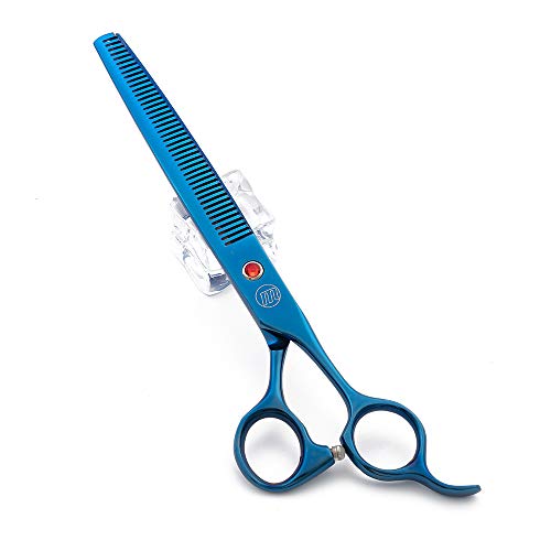 Moontay Professional 8.0" Dog Grooming Scissors Set, 4-pieces Straight, Upward Curved, Downward Curved, Thinning/Blending Shears for Dog, Cat and Pets, JP Stainless Steel, Blue