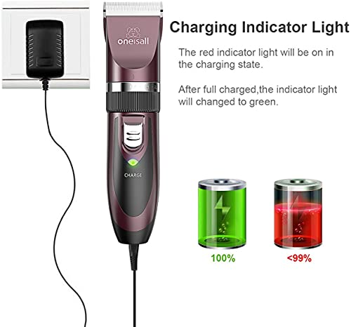 oneisall Dog Shaver Clippers Low Noise Rechargeable Cordless Electric Quiet Hair Clippers Set for Dogs Cats Pets