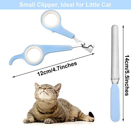 Mudder 4 Pieces Dog Nail Clippers Kit Dog Cat Pets Nail Clippers and Trimmers with Safety Guard to Avoid Over Cutting and Nail File for Large and Small Animals (Blue and White)