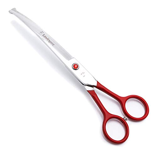 LovinPet Pet 7" Curved Scissor Right/Left-Handed Pet Round-Tip Grooming Stainless Steel Safety Trimming Shears for Dogs and Cats (Easy use Curved Scissor)