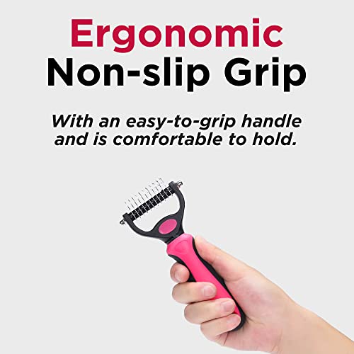 Nidawi Dog Brushes for Grooming Large Dogs Pet Dematting Comb Undercoat Rake Shedding Tool for Long Haired Dogs & Cats (Small, Red)