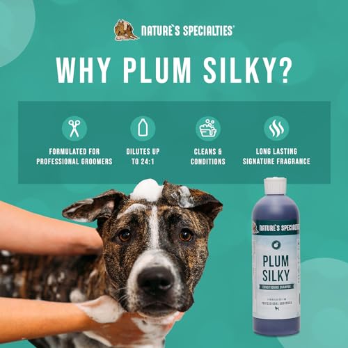 Nature's Specialties Puppy Friendly Conditioning Dog Shampoo for Pets, Concentrate 24:1, Made in USA, Plum Silky, 16oz