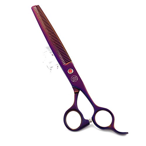 Moontay Professional 8.0" Dog Grooming Scissors Set, 4-pieces Straight, Upward Curved, Downward Curved, Thinning/Blending Shears for Dog, Cat and Pets, JP Stainless Steel, Purple