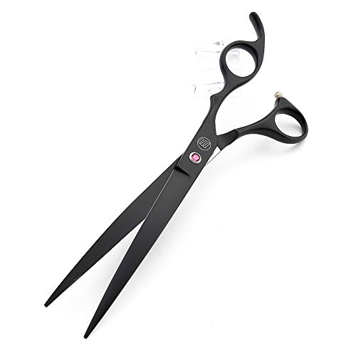 Moontay Professional 8.0" Dog Grooming Scissors Set, 4-pieces Straight, Upward Curved, Downward Curved, Thinning/Blending Shears for Dog, Cat and Pets, JP Stainless Steel, Black