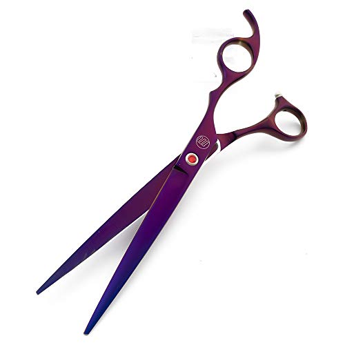 Moontay Professional 8.0" Dog Grooming Scissors Set, 4-pieces Straight, Upward Curved, Downward Curved, Thinning/Blending Shears for Dog, Cat and Pets, JP Stainless Steel, Purple