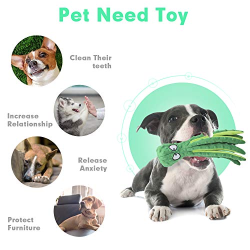 LUFFWELL Durable Dog Squeaky Toys, 2 Pack No Stuffing Plush Crinkle Toys, Animal Chew Toy Interactive with Squeaker for Small Medium Large Dogs, Octopus Design 12.5â