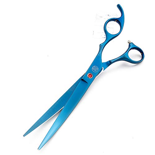 Moontay Professional 8.0" Dog Grooming Scissors Set, 4-pieces Straight, Upward Curved, Downward Curved, Thinning/Blending Shears for Dog, Cat and Pets, JP Stainless Steel, Blue