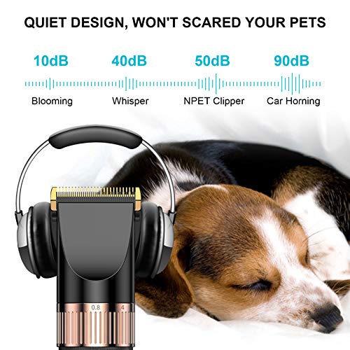 NPET Dog Grooming Clippers, Professional Quiet Dog Grooming Kit, Rechargeable Pet Hair Clippers for Dogs, Cats with Thick & Heavy Coats