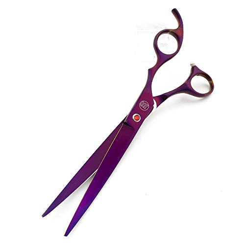 Moontay Professional 8.0" Dog Grooming Scissors Set, 4-pieces Straight, Upward Curved, Downward Curved, Thinning/Blending Shears for Dog, Cat and Pets, JP Stainless Steel, Purple
