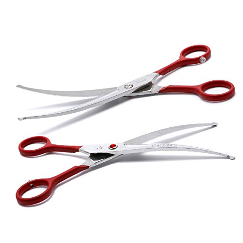 LovinPet Pet 7" Curved Scissor Right/Left-Handed Pet Round-Tip Grooming Stainless Steel Safety Trimming Shears for Dogs and Cats (Easy use Curved Scissor)