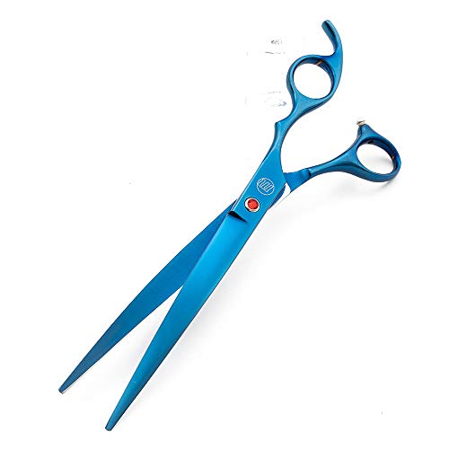 Moontay Professional 8.0" Dog Grooming Scissors Set, 4-pieces Straight, Upward Curved, Downward Curved, Thinning/Blending Shears for Dog, Cat and Pets, JP Stainless Steel, Blue