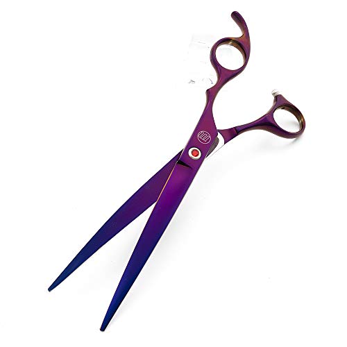 Moontay Professional 8.0" Dog Grooming Scissors Set, 4-pieces Straight, Upward Curved, Downward Curved, Thinning/Blending Shears for Dog, Cat and Pets, JP Stainless Steel, Purple