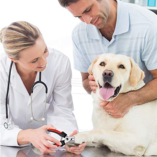 Mudder 4 Pieces Dog Nail Clippers Kit Dog Cat Pets Nail Clippers and Trimmers with Safety Guard to Avoid Over Cutting and Nail File for Large and Small Animals (Black and Red)