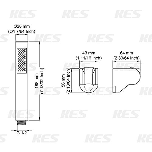 KES Bathroom Handheld Shower Head with Extra Long Hose and Bracket Holder Brushed Stainless Steel, LP150-BS