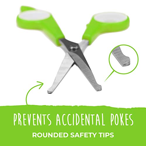 Mighty Paw Dog Grooming Scissors (2 Pack) | Professional Ergonomic Pet Grooming Scissors with Rounded Safety Tips & 2mm Sharp Stainless Steel Blades. for Body, Paw and Face Hair Trimming (Green)
