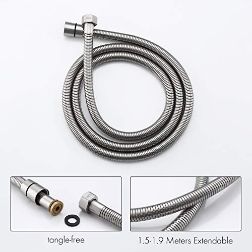 KES Bathroom Handheld Shower Head with Extra Long Hose and Bracket Holder Brushed Stainless Steel, LP150-BS