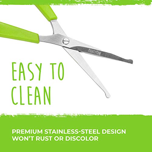 Mighty Paw Dog Grooming Scissors (2 Pack) | Professional Ergonomic Pet Grooming Scissors with Rounded Safety Tips & 2mm Sharp Stainless Steel Blades. for Body, Paw and Face Hair Trimming (Green)