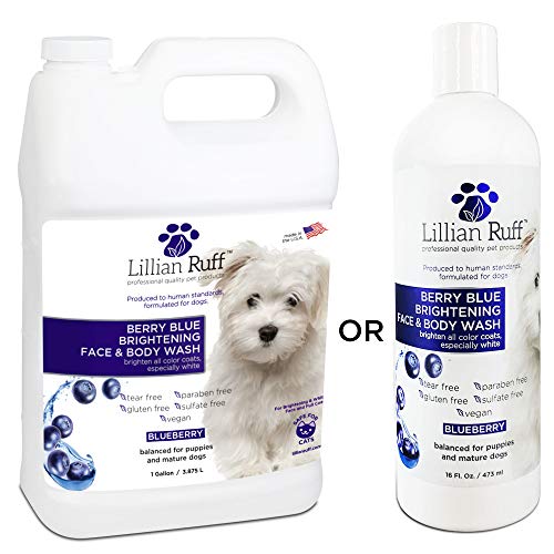 Lillian Ruff Berry Blue Brightening Face and Body Wash for Dogs and Cats - Tear Free Blueberry Shampoo - Remove Tear Stains, Hydrate Dry Itchy Skin, Add Shine & Luster to Coats - Made in USA (Gallon)