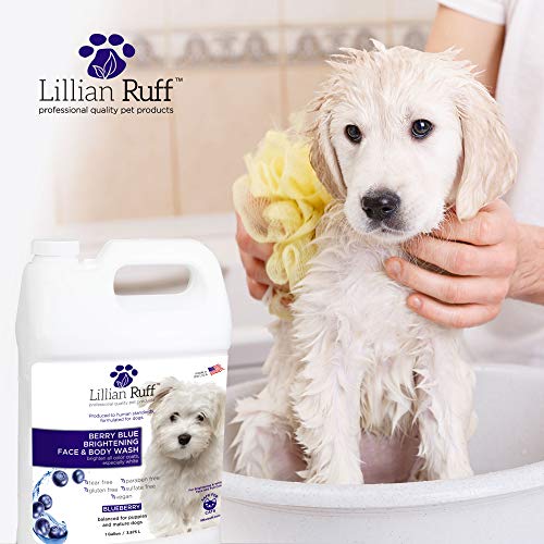 Lillian Ruff Berry Blue Brightening Face and Body Wash for Dogs and Cats - Tear Free Blueberry Shampoo - Remove Tear Stains, Hydrate Dry Itchy Skin, Add Shine & Luster to Coats - Made in USA (Gallon)