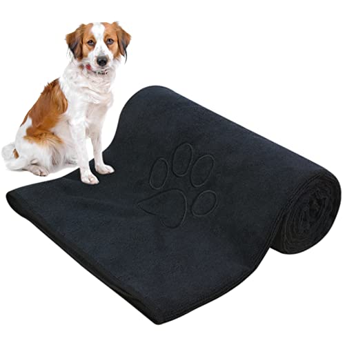 KinHwa Dog Towel Super Absorbent Pet Bath Towel Microfiber Dog Drying Towel for Small, Medium, Large Dogs and Cats 30inch x 50inch Black