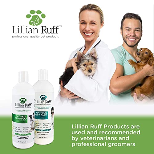 Lillian Ruff Oatmeal Dog Shampoo - Lavender Coconut Scent with Aloe - Deodorize and Soothe Dry Itchy Skin - Gentle Cleanser for Normal to Sensitive Skin (16oz Shampoo & Conditioner Set)