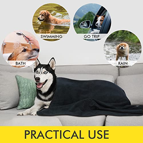 KinHwa Dog Towel Super Absorbent Pet Bath Towel Microfiber Dog Drying Towel for Small, Medium, Large Dogs and Cats 30inch x 50inch Black