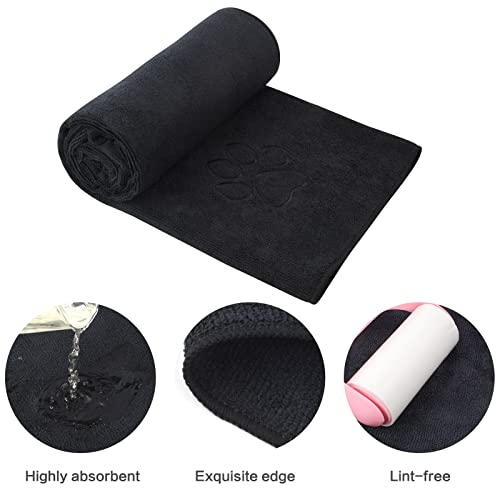KinHwa Dog Towel Super Absorbent Pet Bath Towel Microfiber Dog Drying Towel for Small, Medium, Large Dogs and Cats 30inch x 50inch Black