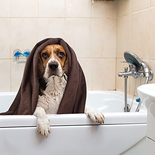 KinHwa Dog Towel Super Absorbent Pet Bath Towel Microfiber Dog Drying Towel for Small, Medium, Large Dogs and Cats 30inch x 50inch Brown