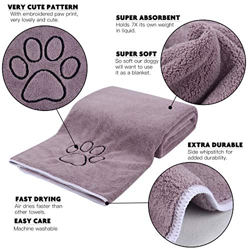 KinHwa Dog Towel Super Absorbent Pet Bath Towel Microfiber Dog Drying Towel for Small, Medium, Large Dogs and Cats 30inch x 50inch Purple
